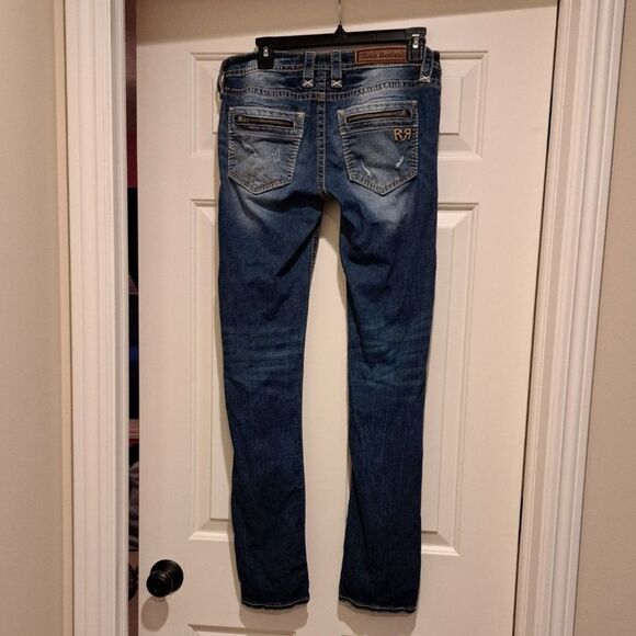 Rock Revival Joyelle Jeans Distressed Denim Straight Leg Low Rise Women's 28 - Picture 2 of 16